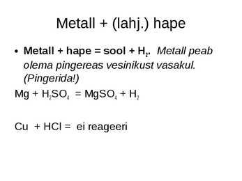 Metallide keemilised omadused #6