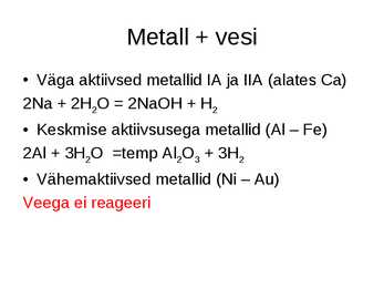 Metallide keemilised omadused #7