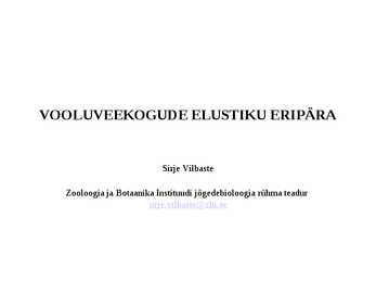 Loeng Vooluveekogude elustik #2