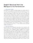 English literature from the Baroque to the Romanticism