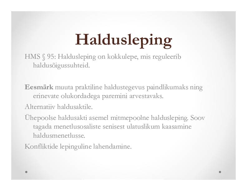HALDUSÕIGUS #182