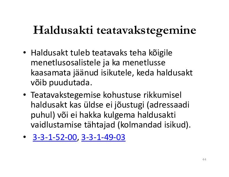 HALDUSÕIGUS #272