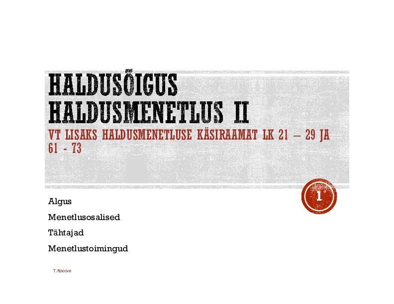 HALDUSÕIGUS #306