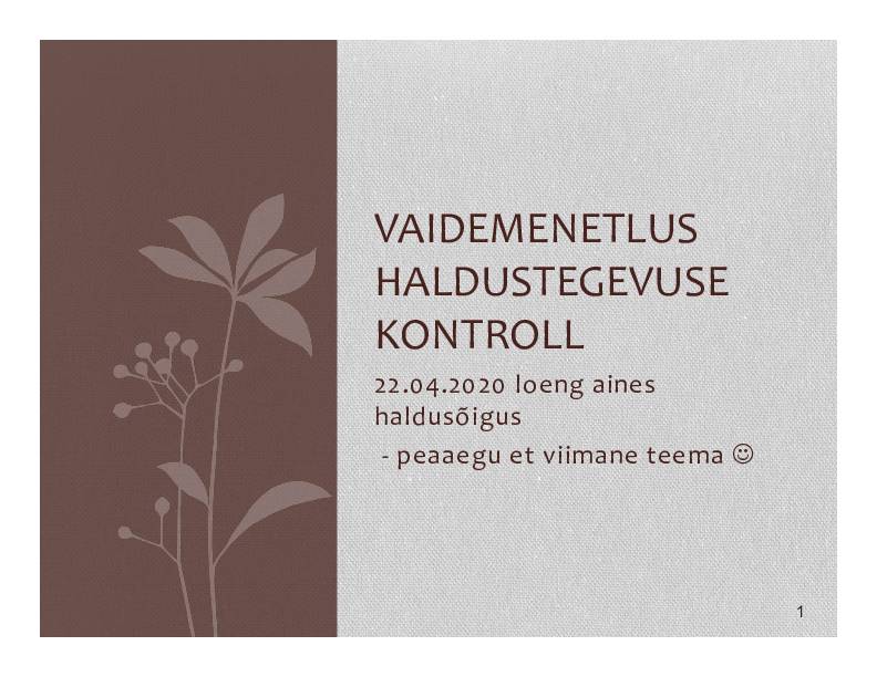 HALDUSÕIGUS #321