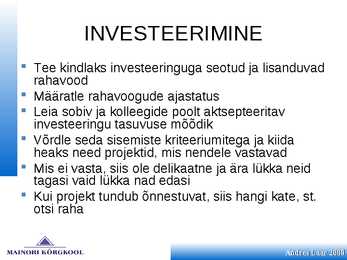 Finantsplaan #14