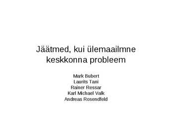 Jäätmed-kui ülemaailmne keskkonna probleem