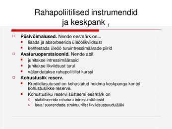 Raha- ehk monetaarpoliitika #4