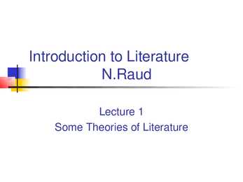 Some theories of Literature
