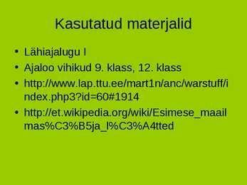 I maailmasõda-põhjused ja tulemused #21