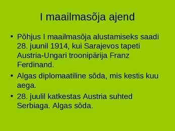 I maailmasõda-põhjused ja tulemused #10