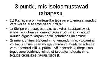 Rahapesu Ettekanne #3