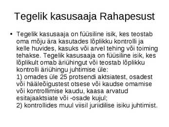 Rahapesu Ettekanne #4