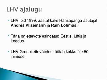 Eesti Vabariigi rahaasutused ja nende poolt pakutavad põhiteenused #2