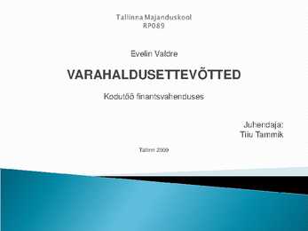 Eesti Vabariigi rahaasutused ja nende poolt pakutavad põhiteenused #11