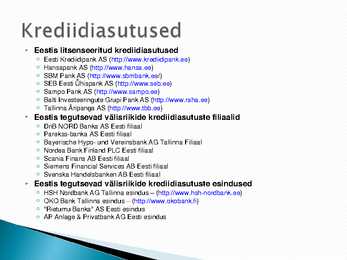 Eesti Vabariigi rahaasutused ja nende poolt pakutavad põhiteenused #36