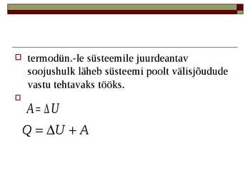 Termodünaamika I Printsiip #2