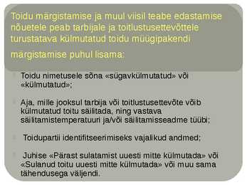 Külmutatud toidu käitlemine ja märgistamine #5