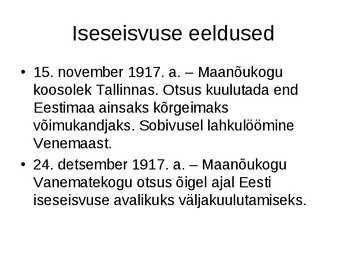 Eesti iseseisvumine #18