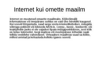 Internet ja meie põlvkond #5