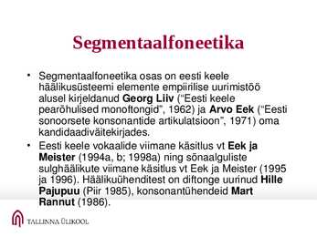 Keeleteaduse loengu materjal #9