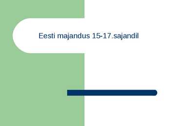 Eesti majandus 15-17-sajand