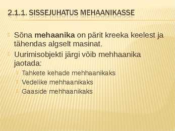Sissejuhatus mehaanikasse #2