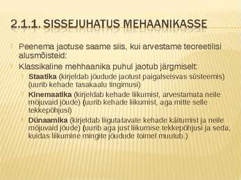 Sissejuhatus mehaanikasse #3