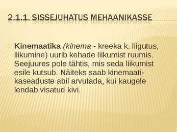 Sissejuhatus mehaanikasse #4