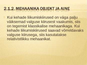 Sissejuhatus mehaanikasse #9