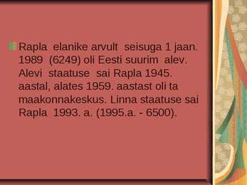 Linnakultuur ja –geograafia Rapla #13