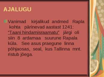 Linnakultuur ja –geograafia Rapla #16