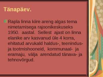 Linnakultuur ja –geograafia Rapla #20