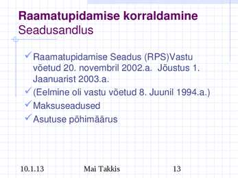Raamatupidamine #13