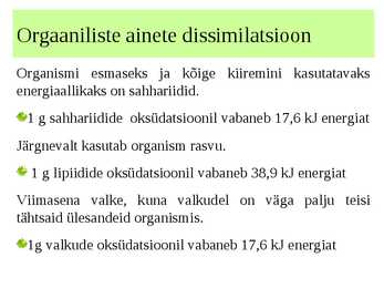 Biokeemia - Metabolism #8