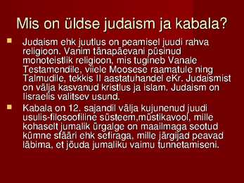 Judaism ja kabala #2