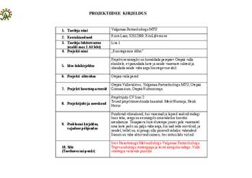 Projektiidee kirjeldus
