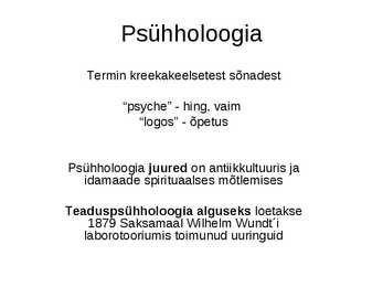 Psühholoogia konspekt powerpoint