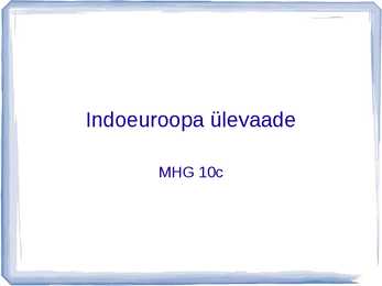 Indoeuroopa ülevaade