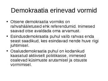 Peamised valimissüsteemid #2