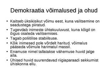 Peamised valimissüsteemid #3
