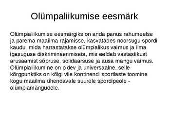 Olümpialiikumine #3