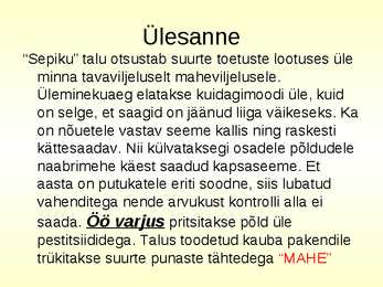 Mahepõllumajandus #4