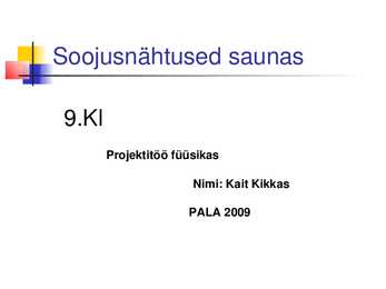 Soojusnähtused saunas