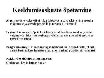 Riskikäitumine Eesti noorte hulgas #12