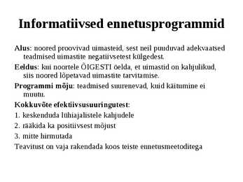 Riskikäitumine Eesti noorte hulgas #10