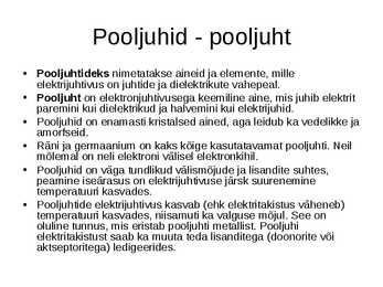 Pooljuhud - pooljuht