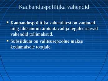 Rahvusvahelise kaubanduse mõiste #5