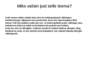 Väikelapse tervislik toitumine #2