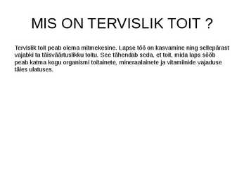 Väikelapse tervislik toitumine #4
