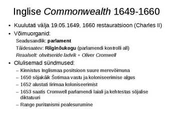 Inglismaa 17 -18-saj #6